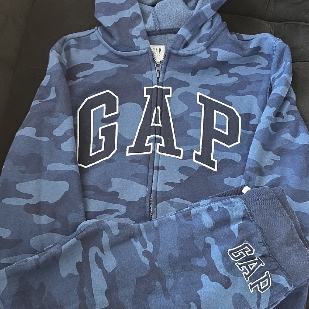 GAP Kids Blue Camouflage Zip-Up Jacket